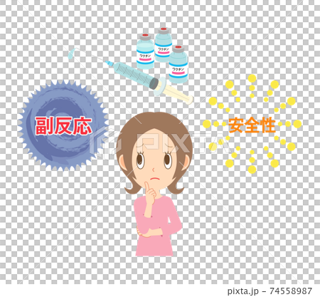 ワクチンの安全性と副反応について悩む女性 74558987