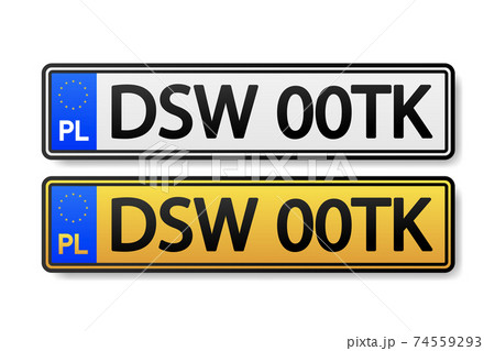 European Number plate car. Information sign. Options for vehicle license plates. European Number plate car. Information sign. Options for vehicle license plates. 74559293