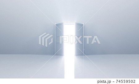 輝かしい未来への扉、天国と成功への道。 3D イラスト 輝かしい未来への扉、天国と成功への道。 3D イラスト 74559502