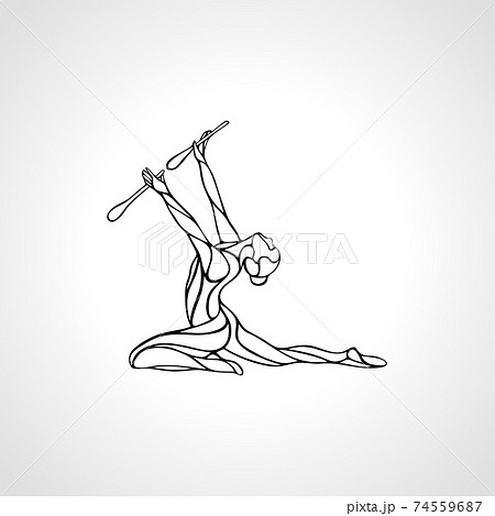 Silhouette Of Art Rhythmic Gymnastic Girl With のイラスト素材