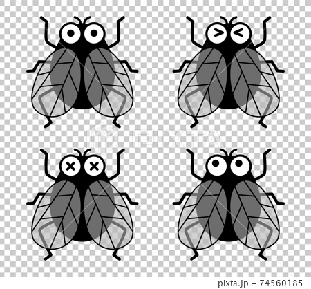 Cute cartoon fly icon set - Stock Illustration [74560185] - PIXTA