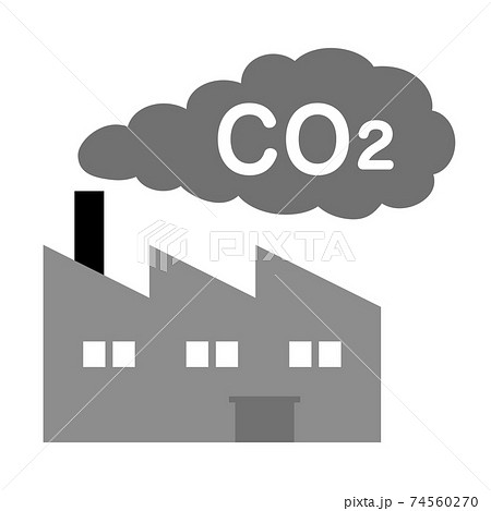 工場から出る煙と地球温暖化現象 Co2削減 のイラスト素材