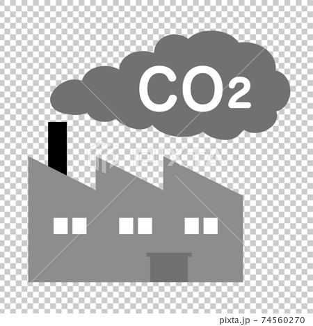 工場から出る煙と地球温暖化現象 Co2削減 のイラスト素材