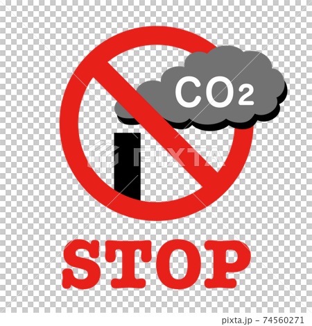STOP!! CO2(煙突と煙と禁止マーク) STOP!! CO2(煙突と煙と禁止マーク) 74560271