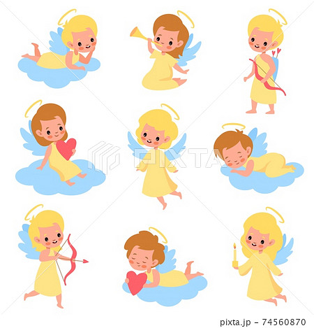 Baby angels. Funny kids cupids with wings... - Stock Illustration  [74560870] - PIXTA
