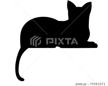 猫のシルエット 座りポーズのイラスト素材