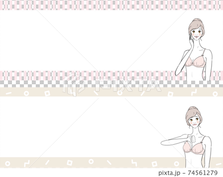 下着姿の女性　表情セット 74561279