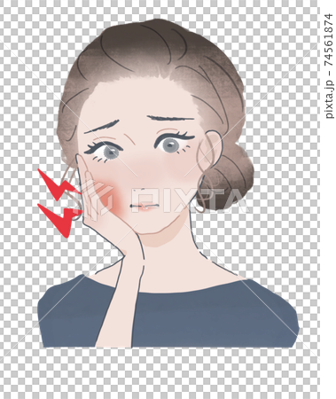 歯が痛い女性のイラストのイラスト素材