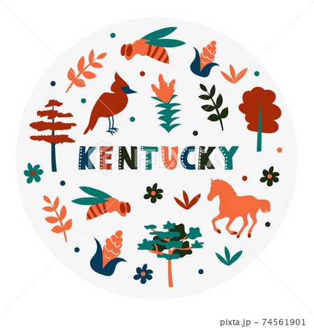 USA collection. Vector illustration of Kentucky theme. State Symbols 74561901