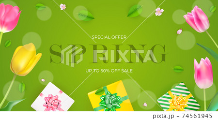 Spring Sale Natural Flowers Background. Vector Illustration EPS10 74561945