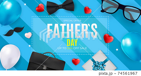 Father`s Day Sale Background. Poster, flyer, greeting card, header for website. Vector Illustration. EPS10 74561967