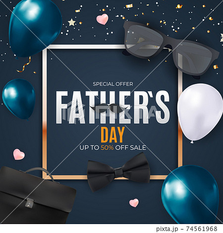 Father`s Day Sale Background. Poster, flyer, greeting card, header for website. Vector Illustration. EPS10 74561968