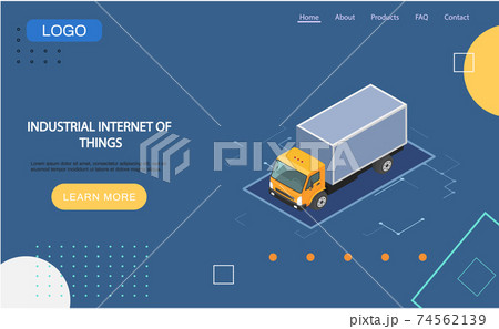 Industrial internet of things landing page template. Smart logistics delivery modern digital service Industrial internet of things landing page template. Smart logistics delivery modern digital service 74562139