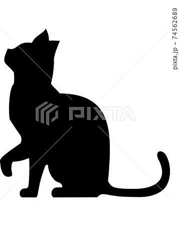猫のシルエット 座りポーズのイラスト素材