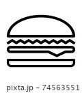 Hamburger flat line icon in black color. 74563551