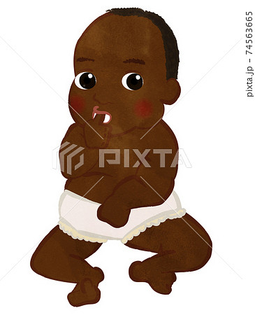 黒人の赤ちゃんの指しゃぶりのイラスト素材