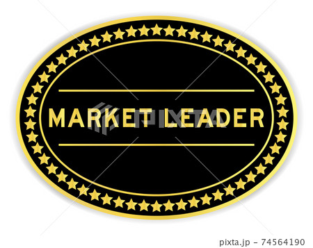 Black and gold color oval label sticker with word market leader on white background Black and gold color oval label sticker with word market leader on white background 74564190