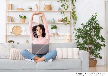 Break from job at home during covid-19 lockdown, remote work and many tasks 74564453