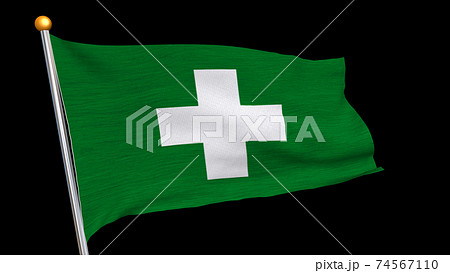 安全第一 風になびく労働衛生旗のイラスト素材