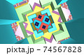 Fascinating, enchanting background. Various colorful blurry squares look and resize. flickering frame. An interesting animation of a multi-colored tunnel. 3D VFX tunnel effect with multi-colored lines 74567828