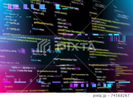 Abstract background with glitched program code 74568267
