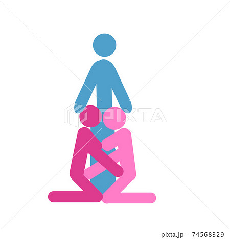 Cartoon different positions of threesome sex. Erotic style passion concept flat design. 74568329