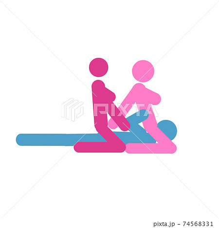 Cartoon different positions of threesome sex. Erotic style passion concept flat design. 74568331