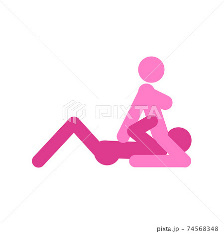 Cartoon sex pose of lesbians, two girls. Erotic style passion concept flat design. Kamasutra, schematic positions for making love. pink, lgbt women love each other 74568348