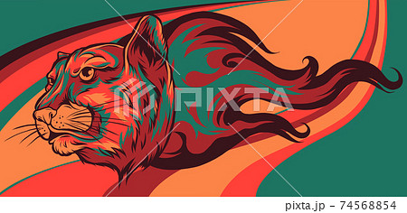 Jaguar Head Flame Vector Illustration Design Artのイラスト素材
