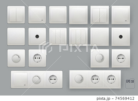 Wall switch. Power electrical socket. 74569412