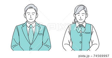 人物イラスト 受付 男女 正体 シンプル 74569997