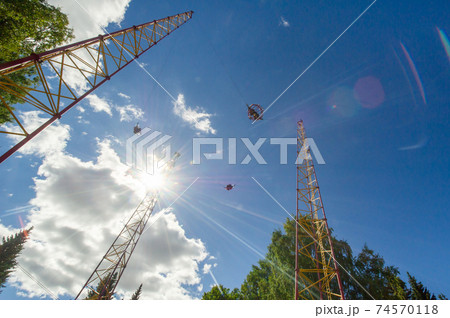 park of amusements and entertainments amazing island in St. Petersburg. Attraction catapult 74570118