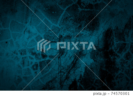 Vintage grunge blue concrete texture studio wall background with vignette. 74570301
