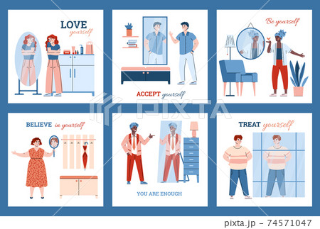 Self acceptance and body positive a colorful vector motivational posters. 74571047