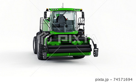 Green modern combine on a white background. 3d rendering. 74571694