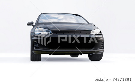 Black small family car hatchback on white background. 3d rendering. 74571891