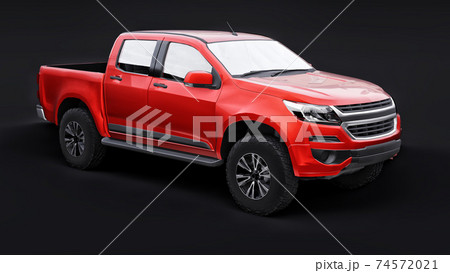 Red pickup car on a black background. 3d rendering. 74572021