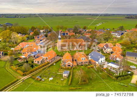Aerial view of historic village of Niehove 74572708