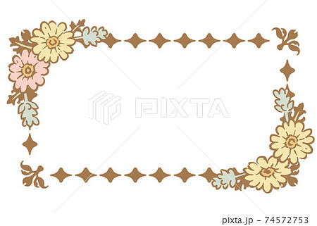 アンティークなお花の装飾フレーム ベクター素材のイラスト素材