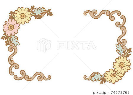 アンティークなお花の装飾フレーム ベクター素材のイラスト素材