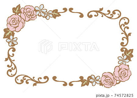 アンティークなお花の装飾フレーム ベクター素材のイラスト素材