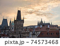 Prague charles bridge sunset view with castle in backgorund 74573468
