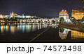 Pargue charles bridge and prague castle by night reflections river 74573498