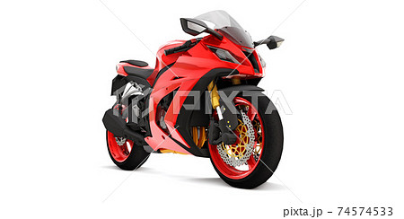 3d red super sports motorbike on white isolated background. 3d illustration. 3d red super sports motorbike on white isolated background. 3d illustration. 74574533