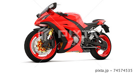 3d red super sports motorbike on white isolated background. 3d illustration. 74574535