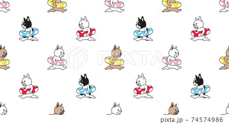 dog seamless pattern french bulldog vector swimming pool ring cartoon tile background beach ocean repeat wallpaper summer scarf isolated doodle illustration design 74574986