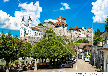 Aarburg Castle and church in Switzerland Aarburg Castle and church in Switzerland 74575338