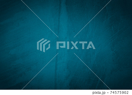 Vintage grunge blue concrete texture studio wall background with vignette. 74575902