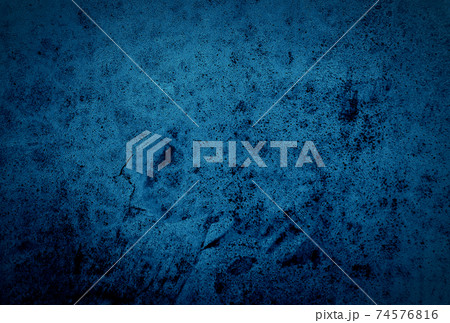 Vintage grunge blue concrete texture studio wall background with vignette. 74576816