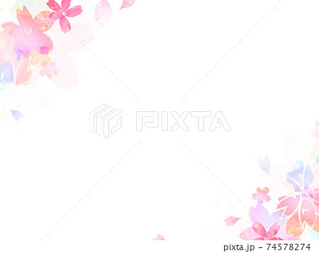水彩絵の具で描いたような桜の背景- 複数のバリエーションがあります 74578274